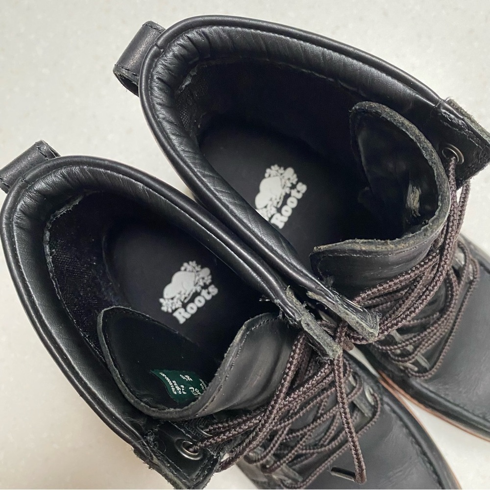 ROOTS leather winter boots w cabin cottage vibe unisex - Picture 11 of 15